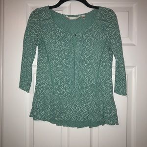 LC Lauren Conrad Mint & White Peplum Top